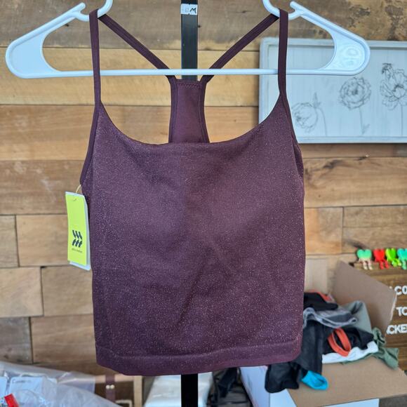 Burgundy sparkle women’s crop length top, NWT - Picture 1 of 5